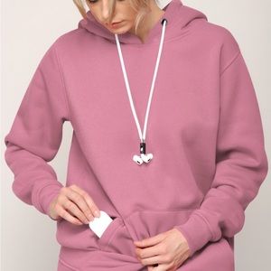 New Dust Pink Hoodie with pockets and Air Pod Straps